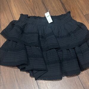 Aerie Black Tiered Mini Skirt